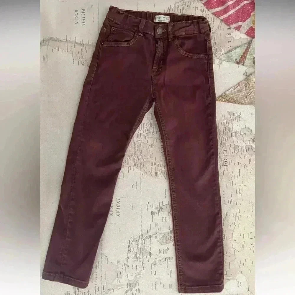 ZARA Boys Burgundy Jeans Size 9/10